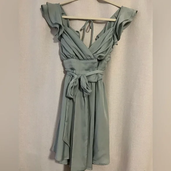 green emerald velvet dress Green Satin Dress Mini main image 1